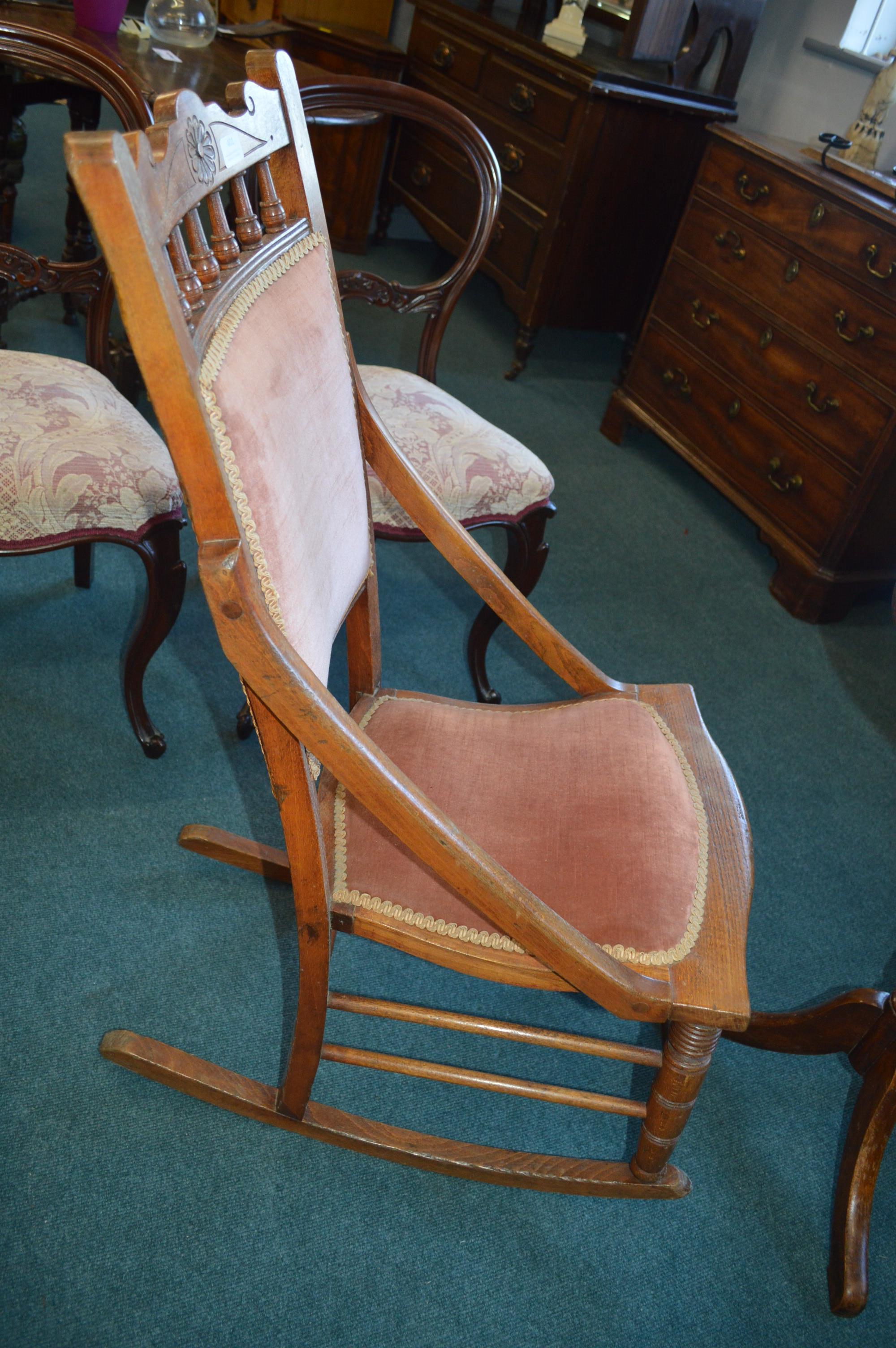 Victorian Oak Rocking Chair - Image 2 of 2