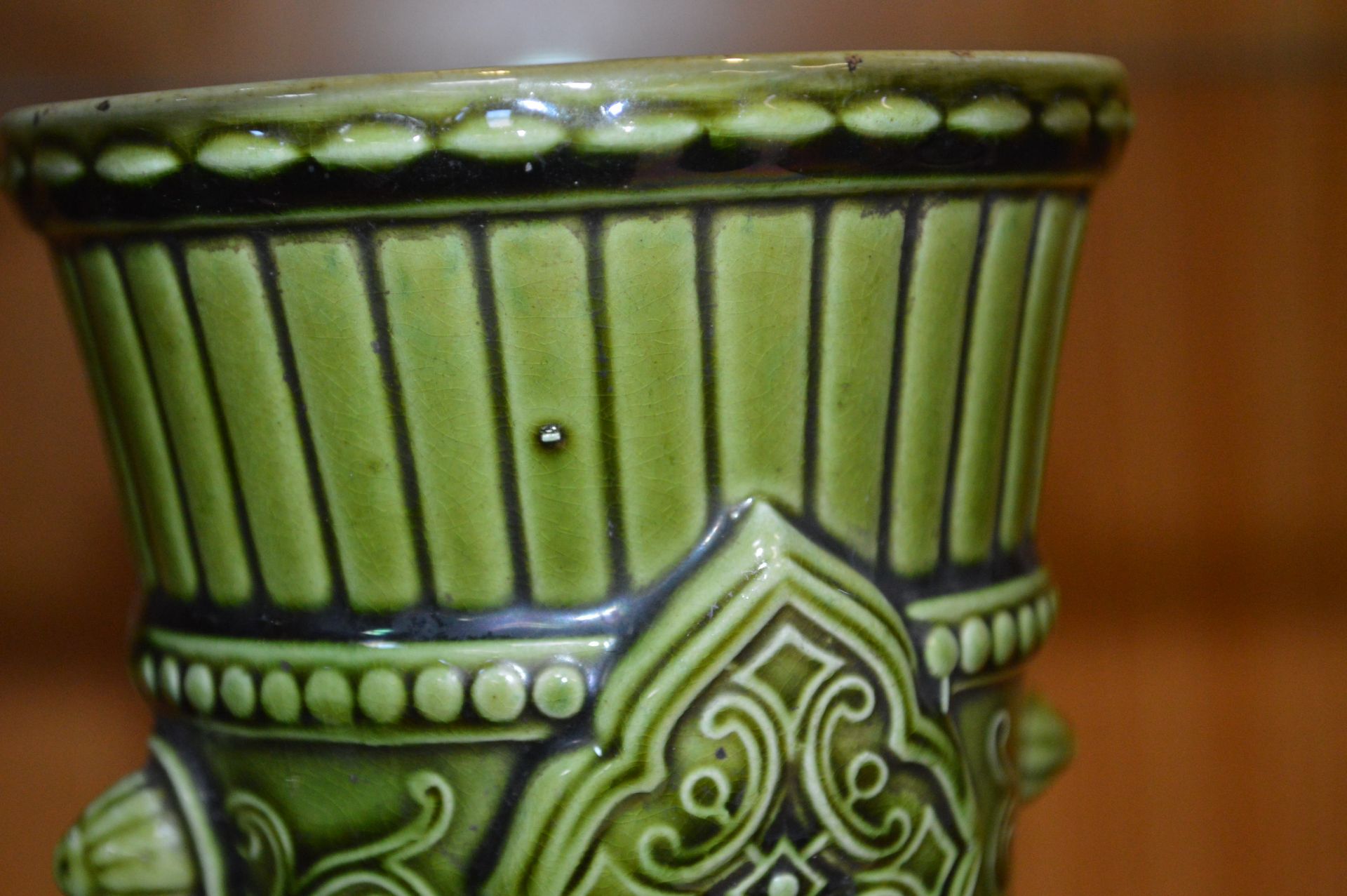Pair of Samuel Leah Victorian Majolica Vases - Image 6 of 6