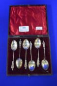 Cased Set of Six Hallmarked Sterling Silver Apostle Spoons, Birmingham 1900
