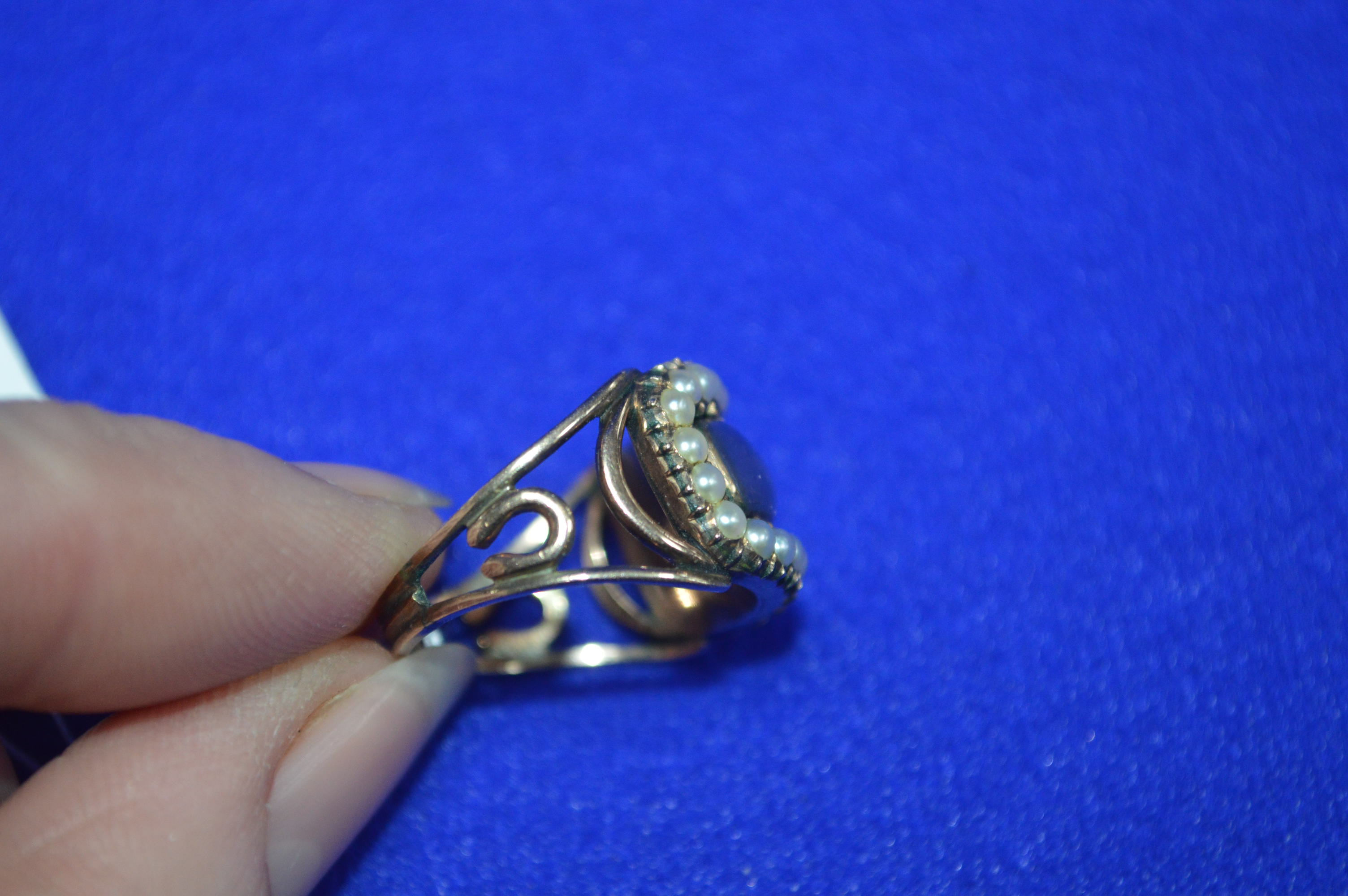 Mourning Ring with Seed Pearls Set in Gold - Unmar - Image 2 of 2