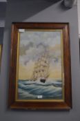 Framed Watercolour of a Sailing Ship by J. Marshal