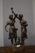 Spelter Figure of Two Ladies Dancing