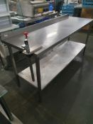 * S/S bench with upstand, under-shelf and Bonza tin opener
