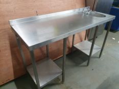 * S/S bench with small sink, space for undercounter applience and 2 shelves