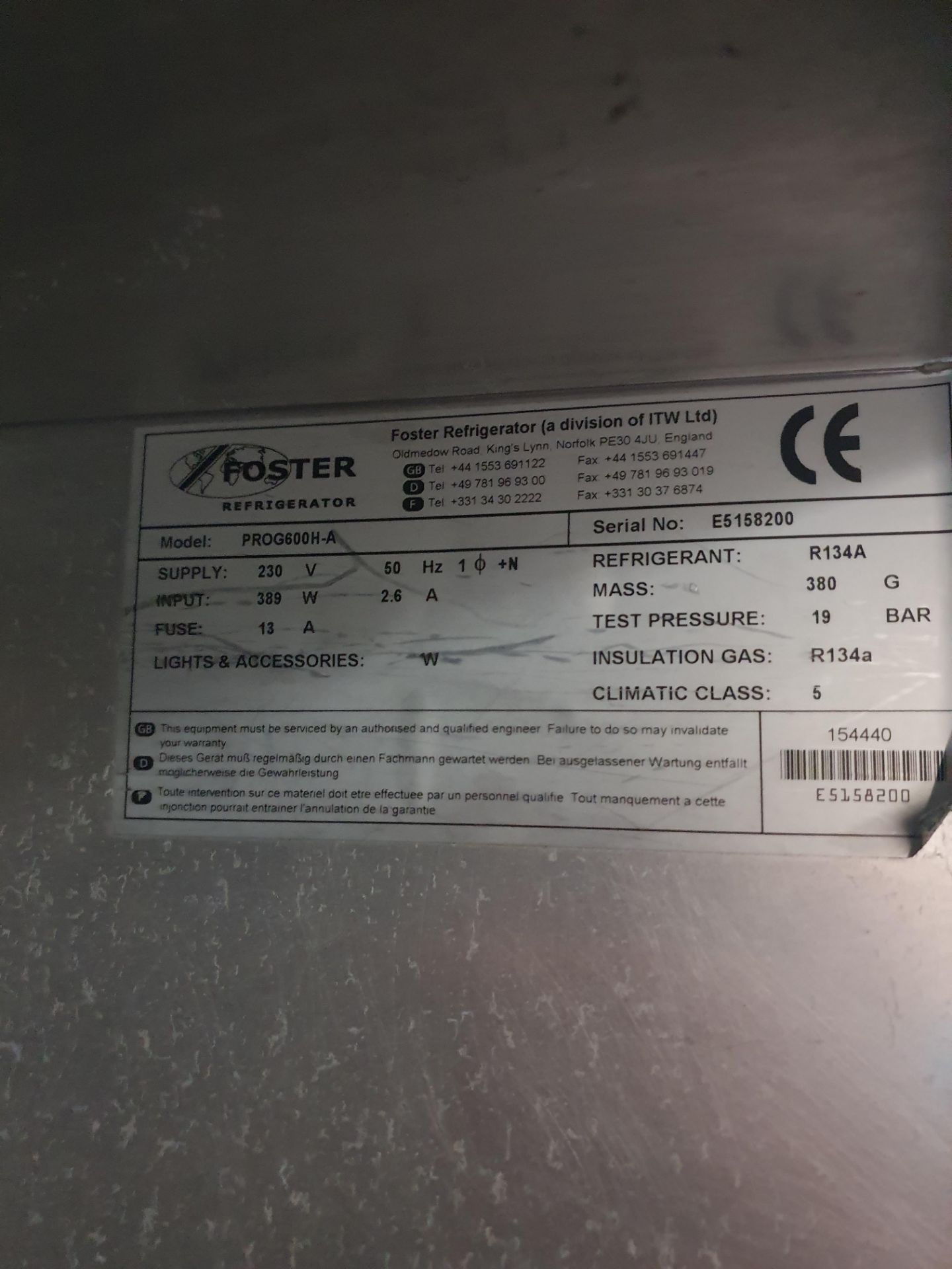 * Foster upright fridge ProG600H-A - Image 3 of 3