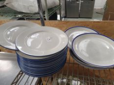 * 24 x white plates with blue rim