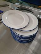 * 16 x white plates with blue rim