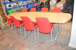 *Large Conference Table with Wood Top on Steel Base 320x120cm with Eight Chairs