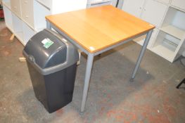 *Steel Framed Wood Topped Oblong Table and a Flip Top Bin