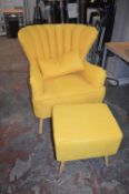 *Warmie Homy Mustard Wingback Chair with Pouffe
