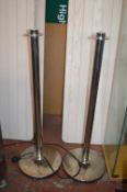 Two Chrome Weighted Barrier Stanchions