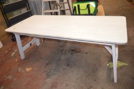 White Wooden Table on Folding Legs 180x88cm x 72cm