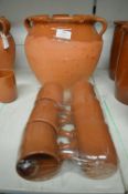 Terracotta Pot and Six Mugs