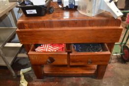 Butchers Block Prep Table with Two Drawers and Und