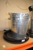 Three Galvanised Buckets and a Quantity of Serving