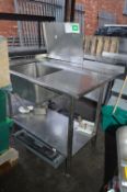 Stainless Steel Sink Unit with Undershelf & Upstan