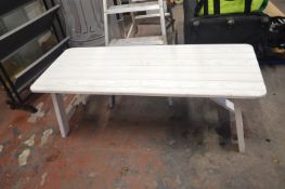Two White Wooden Tables on Folding Legs 134x55cm 5