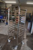 Stainless Steel Tray Storage Rack on Wheels