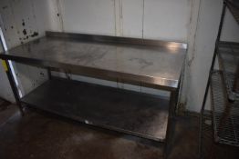 *Stainless Steel Preparation Table with Undershelf and Upstand to Rear 180x75cm 85cm tall
