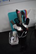 *Utensils Tub with Utensils, Colour Chopping Boards, etc.