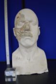 *Phantom of the Opera Solid Plaster Life Bust of David Willetts with latex Phantom Mask 16” height