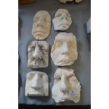 *Six Plaster Partial Face Casts Including Edward De Jongh, etc.
