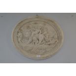 *Large Architectural Plaster Wall Plaque Cherubs and a Lion 24” length