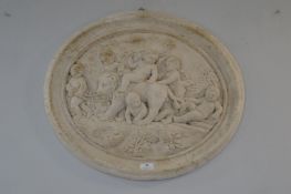 *Large Architectural Plaster Wall Plaque Cherubs and a Lion 24” length