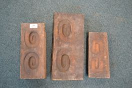 *Three Carved Wooden Plaster Moulds
