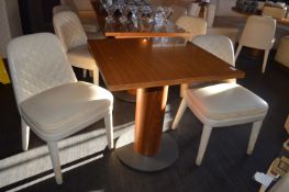*Square Pedestal Table and Four Cream Upholstered