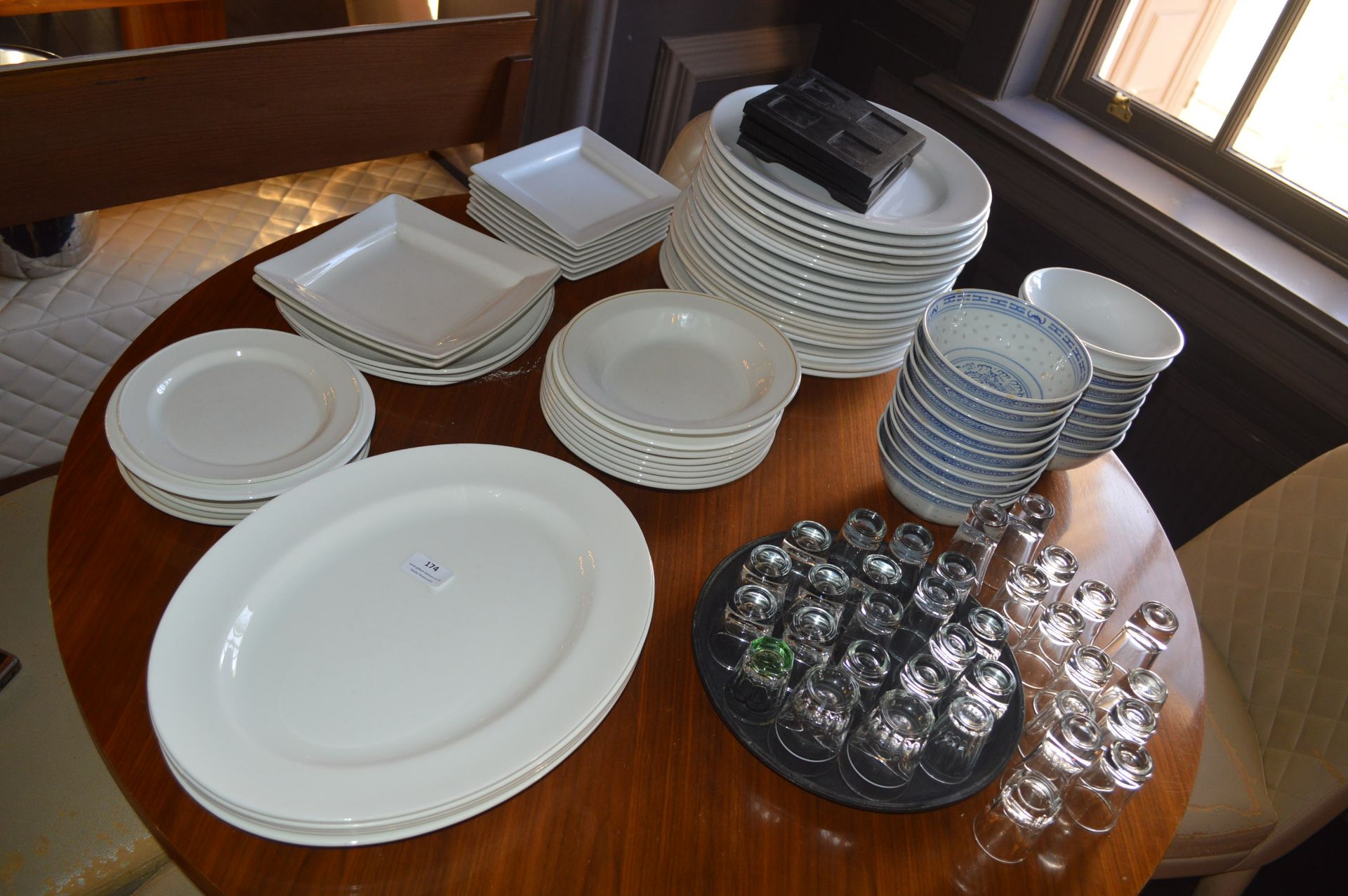*Quantity of Assorted Plates, Bowls, and Shot Glas