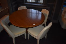*105cm Circular Pedestal Table with Four Cream Upholstered Chairs