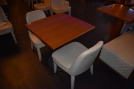 *Square Pedestal Table 70x70cm with Two Cream Upholstered Chairs
