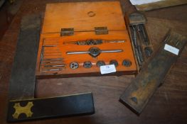 Antique Tools: Set Square, Tap & Die Set, and a Pe