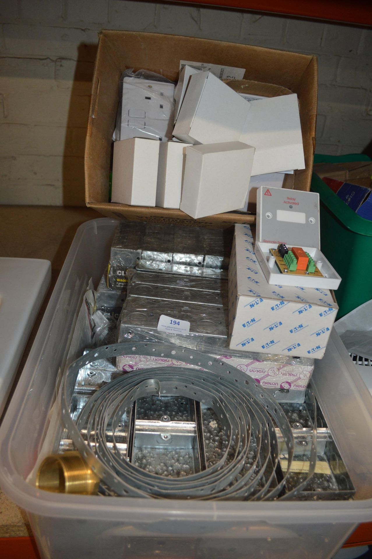 *Tray of Galvanised Back Boxes, and a Box of Relay