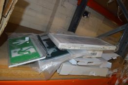 *Box of Various Emergency Lights and Safety Signs