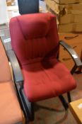 *Red Upholstered Metal Framed Chair