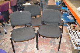 *Four Stackable Steel Framed Upholstered Chairs