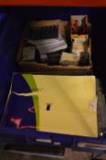 Coloured Paper, Post-Its, Pens, etc. (crate not in