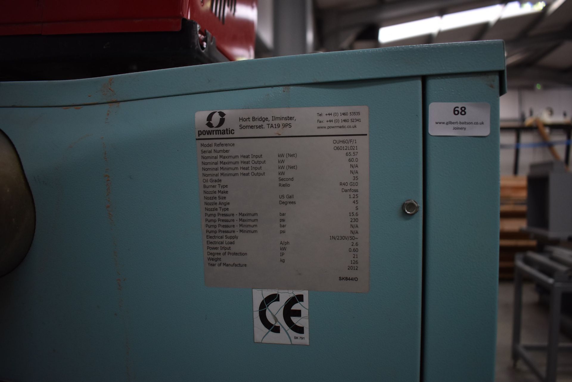 *Powermatic OUH60/F/1 Oil Fired 65.57kw Warehouse Heater - Image 2 of 2