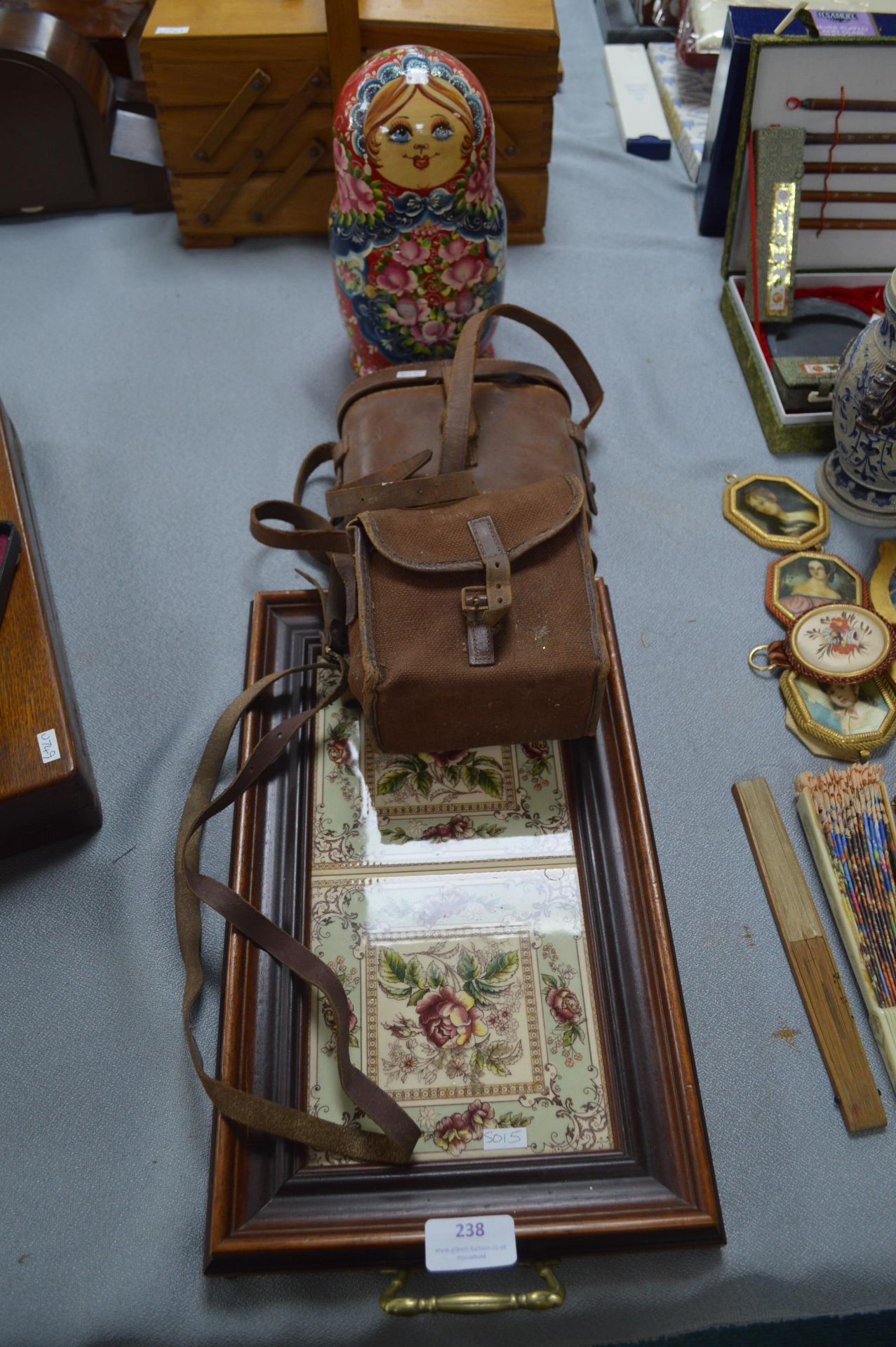 Decorative Tiled Tray, Binoculars, Matryoshka Doll