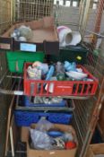 Cage Lot of Pottery, Glassware, etc. (cage not inc