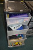 Plastic Four Drawer Storage Chest and Contents of