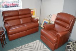 Two Seat Leatherette Sofa with Matching Recliner
