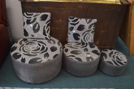 Three fabric Covered Stools with Cushions