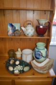 Studio Pottery Vases, Marble Eggs, etc.