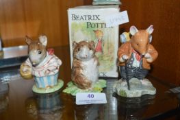 Three Beswick and Doulton Mice Figures