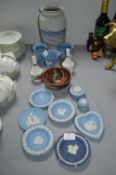 Wedgwood Blue & White Jasperware Vases and Pin Dis