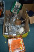 Glassware, Tins, Watering Can, etc.