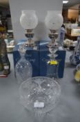 Cut Glass Decanters Trifle Bowl and Two Boxed Cand